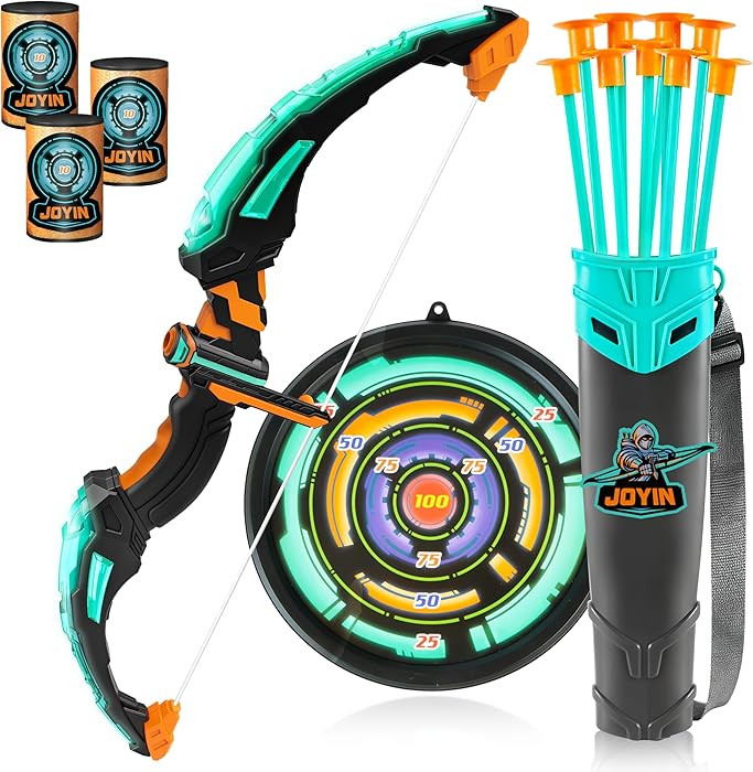 JOYIN Kids Bow and Arrow Set, LED Light Up Archery Toy Set with 9 Suction Cup Arrows, Target & Ar... | Amazon (US)