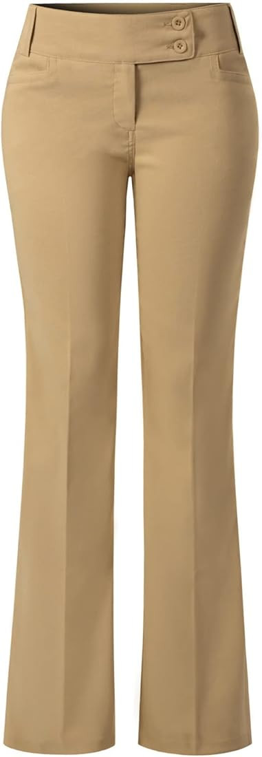Design by Olivia Women's Relaxed Boot-Cut Office Pants Trousers Slacks | Amazon (US)