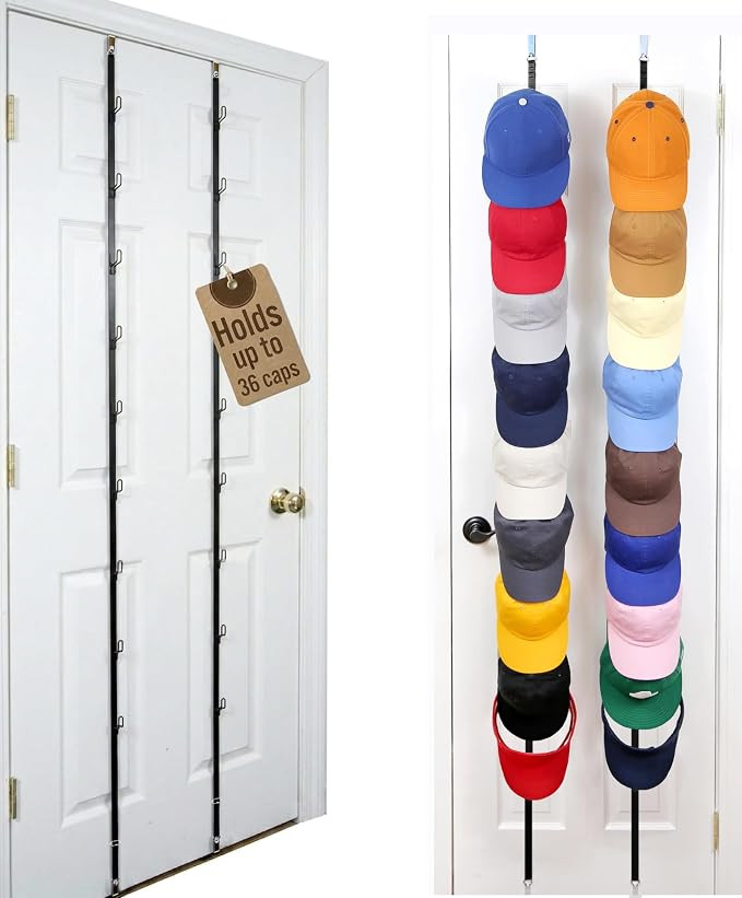 Over-The-Door Hat Organizer for Baseball Caps, 2 Straps, Holds 18-36 Caps | Amazon (US)