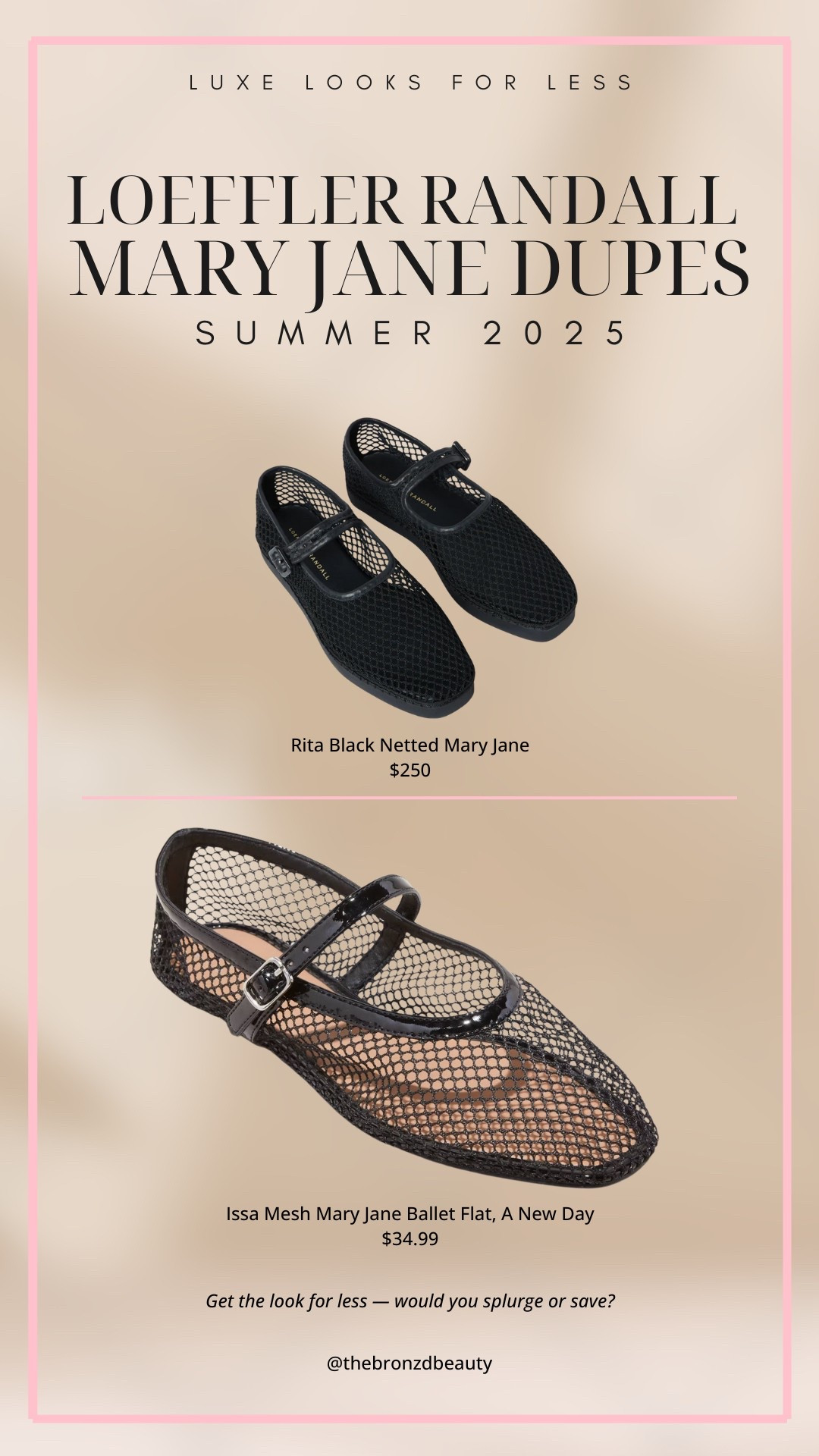 GOING FAST!!! I spotted these Target mesh Mary Janes and immediately thought of the $250 Loeffler Randall Rita pair. 🤯

🖤 Designer: Rita Black Netted Mary Jane $250
🖤 Dupe: Issa Mesh Mary Jane Ballet Flat $34.99

Same sleek, netted look — perfect for pairing with denim, dresses, or elevated basics this summer.

#LTKSeasonal #LTKFindsUnder50 #LTKShoeCrush