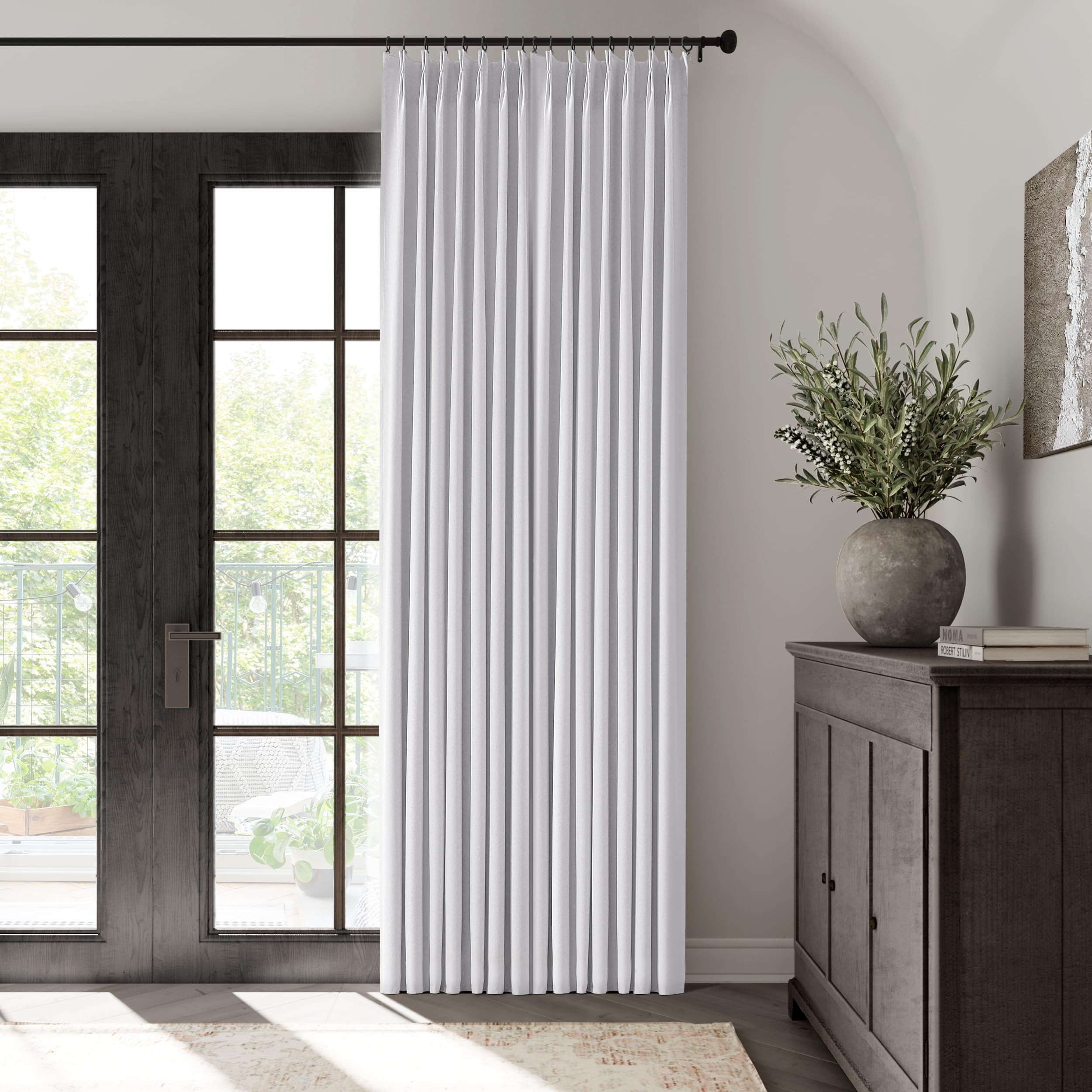 ChrisDowa Full Blackout Linen White Curtains 90 Inches Long for Living Room Pinch Pleated Back Ta... | Amazon (US)