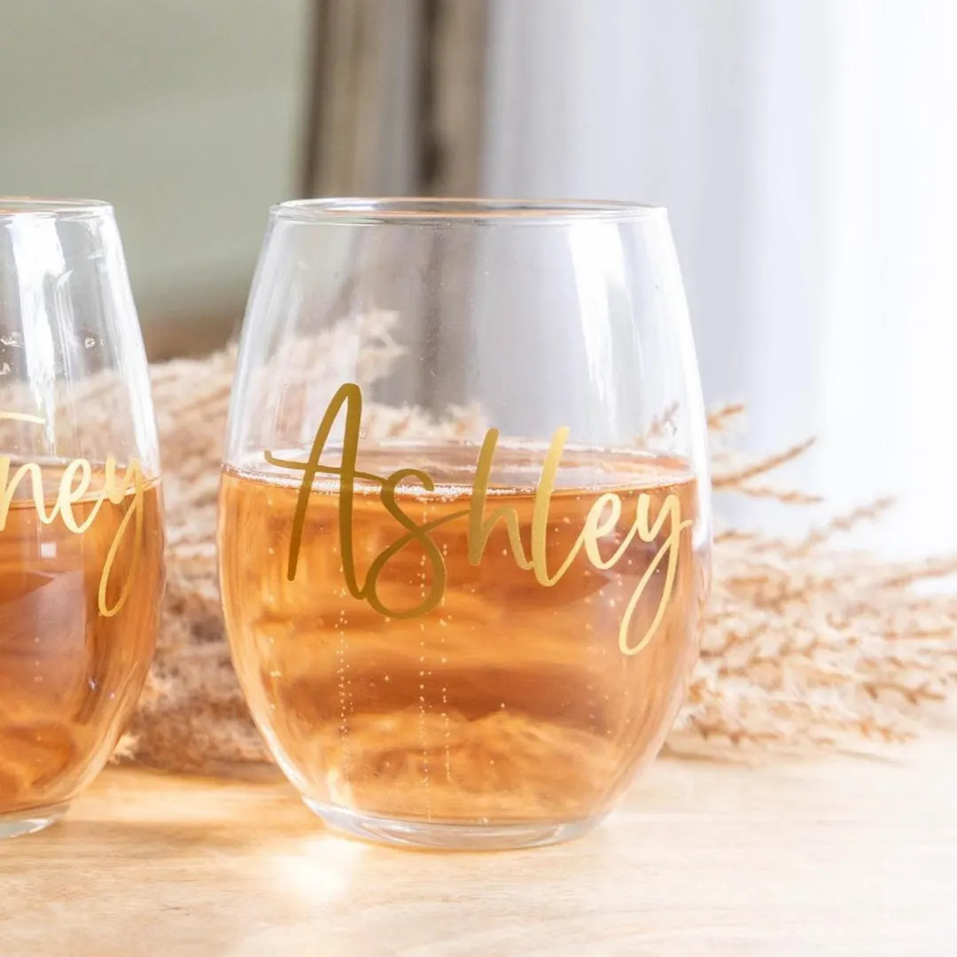 Custom Wine Glass, Personalized Stemless Wine Glasses, Bachelorette Wine Glasses, Bridesmaid Wine... | Etsy (US)