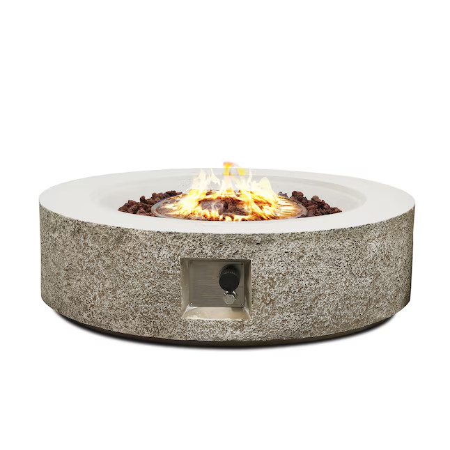 UPHA Magnesium Oxide Fire Pit 42-in W Terrazzo Beige Magnesium oxide Round Liquid propane Fire pi... | Lowe's