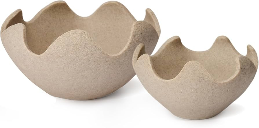 Wavy Decorative Bowl Home Decor - Set of 2 Modern Handmade Decorative Fruit Bowl for Kitchen Coun... | Amazon (US)
