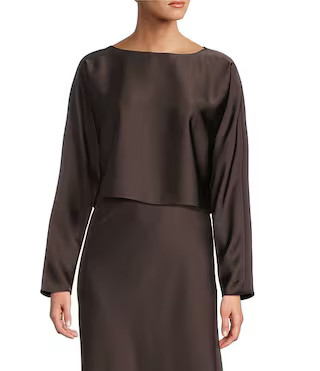 Antonio Melani Blyss Boat Neck Long Sleeve Coordinating Satin Blouse | Dillard's | Dillard's