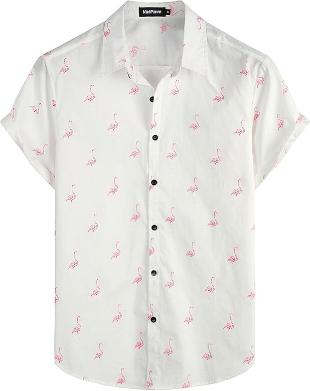 VATPAVE Mens 100% Cotton Hawaiian Shirts Button Down Short Sleeve Beach Shirts Summer Casual Aloh... | Amazon (US)