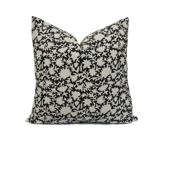 Black Floral Pillow Cover Floral Pillow Cover Rustic Shabby - Etsy | Etsy (US)