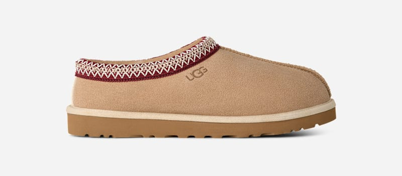 UGG® Men's Tasman II Sheepskin Slippers in Driftwood/Biking Red, Size 9 | UGG (US)
