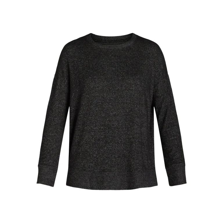 Time and Tru Women's Hacci Knit Pullover Sweatshirt with Long Sleeves, Sizes XS-XXXL - Walmart.co... | Walmart (US)