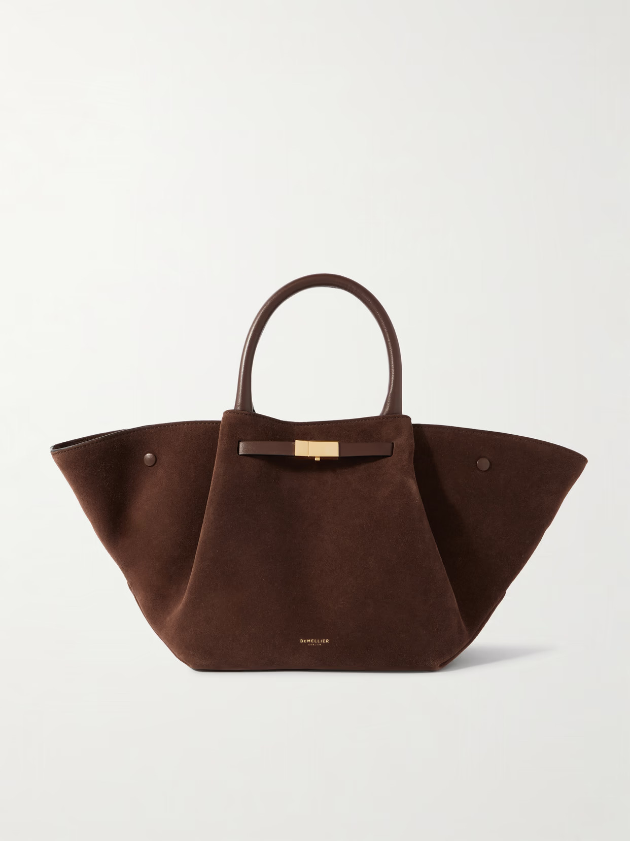 DeMellier - New York Midi Leather-trimmed Suede Tote - Brown | NET-A-PORTER (US)