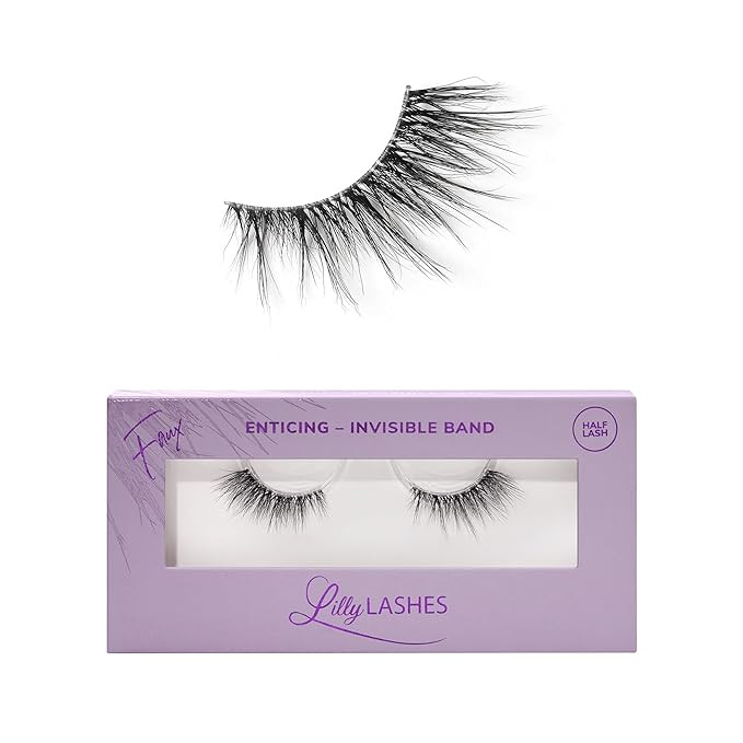 Lilly Lashes Sheer Band, False Eyelashes with Invisible Band Lashes, Half Lashes Natural Look, Ha... | Amazon (US)