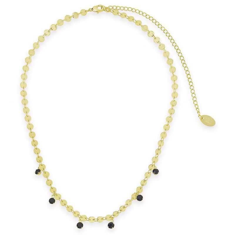 SHINE by Sterling Forever Gold Tone CZ & Disk Choker Necklace Gold | Target