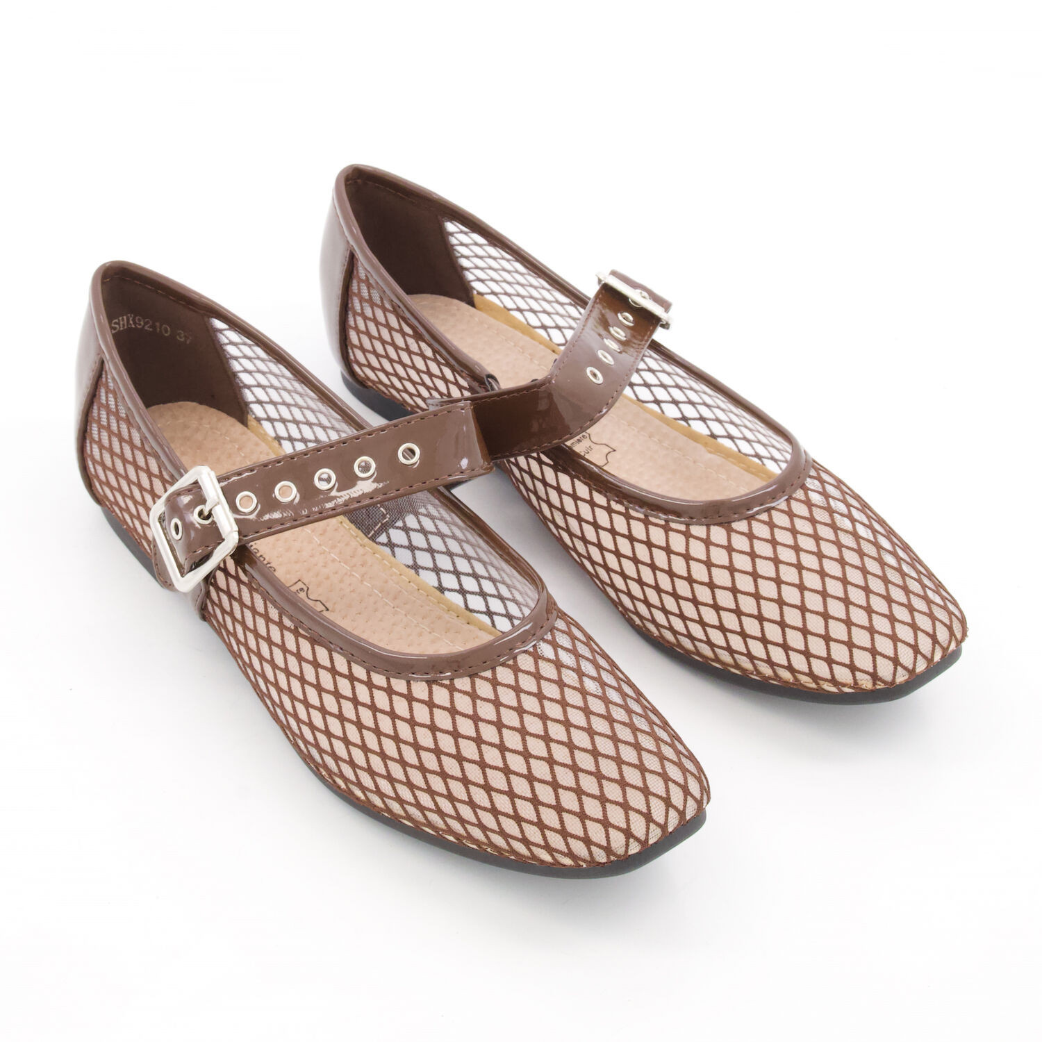 Brown Mesh Lattice Maryjane Ballerina | TK Maxx