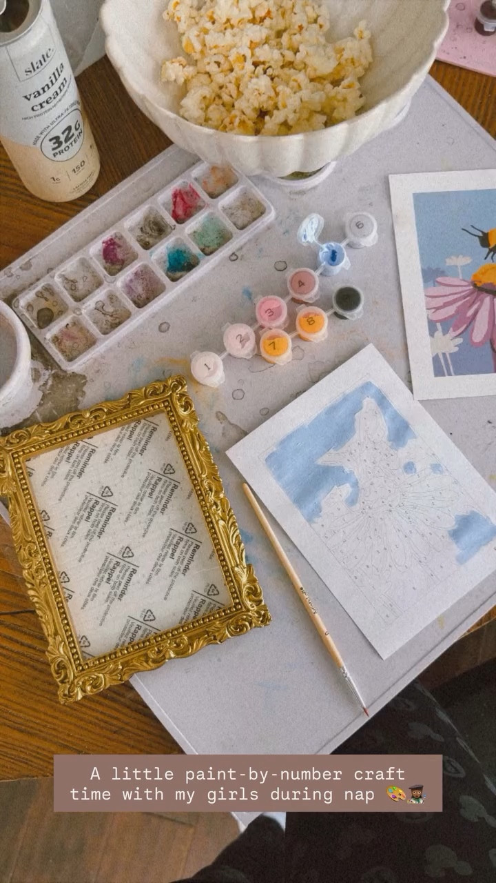 A little paint-by-number craft time with my girls during nap 🎨👩🏾‍🎨