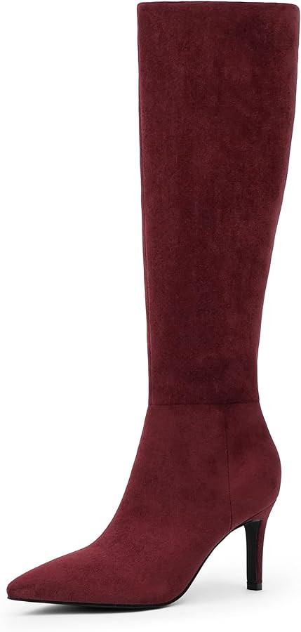 Knee High Boots Women Pointed Toe Tall Boots 3 In Stiletto High Heel Long Boots Side Zipper Dress... | Amazon (US)