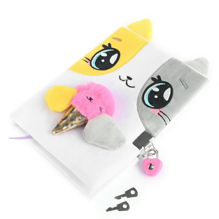 Claire’s Tweens' Cat Plush Lock Diary, Lock with 2 Keys, Cute Gift, 43290 | Walmart (US)