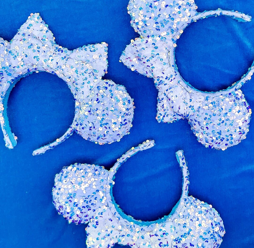Ice Palace for One White/blue Sequin Minnie Ears  Sequin Ears - Etsy | Etsy (US)