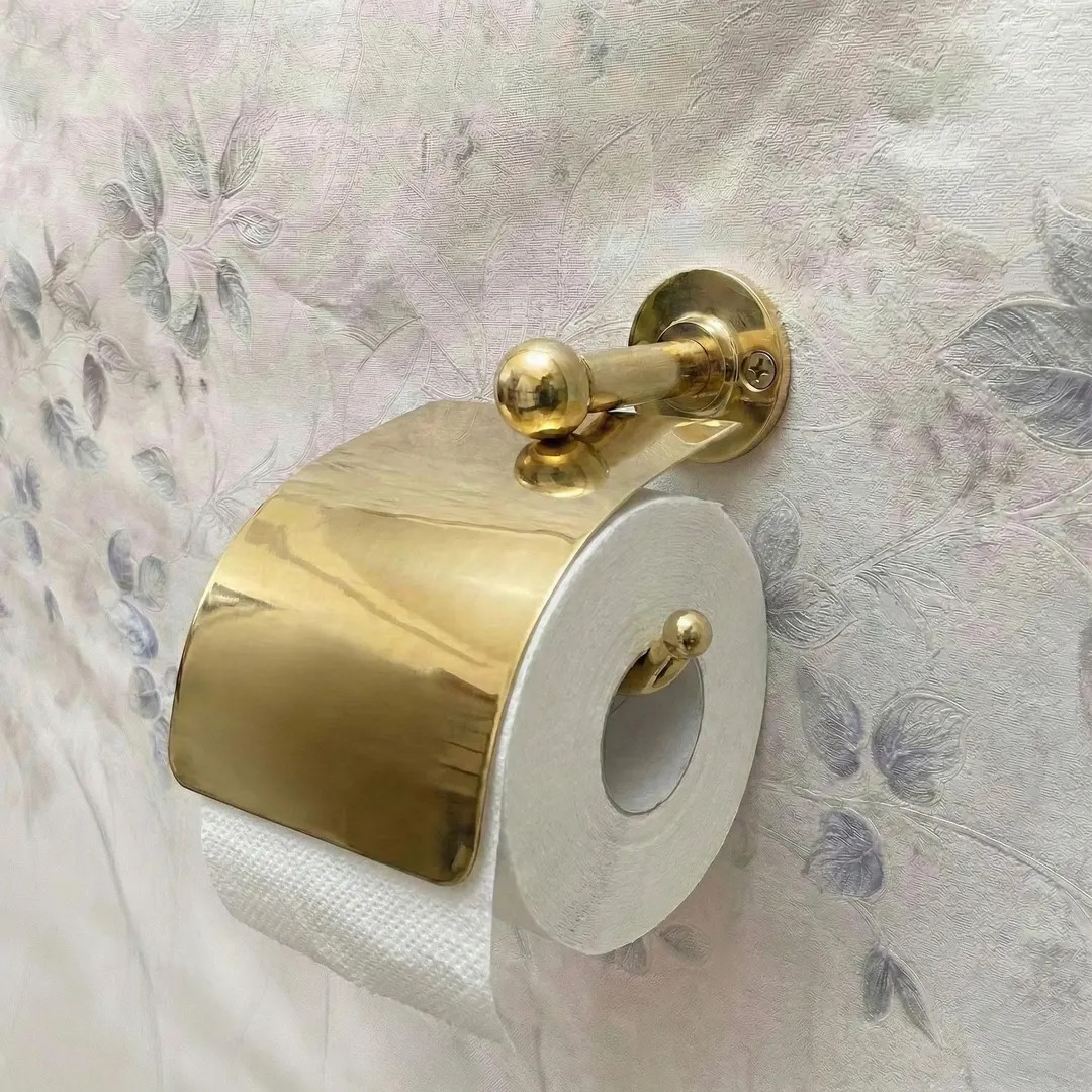 Unlacquered Brass Toilet Paper Holder – Solid Brass Wall Mount Roll Holder –Artisan TP Roll H... | Etsy (US)