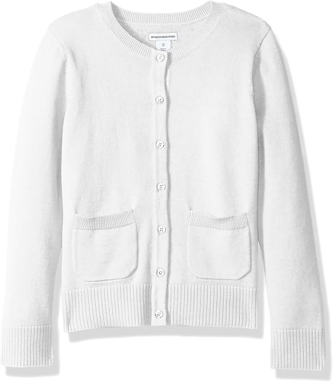 Amazon Essentials Girls Uniform Slim Fit Crewneck Cardigan Sweater | Amazon (US)