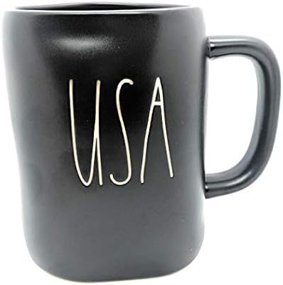 Rae Dunn by Magenta"USA" Matte Black Black Ceramic Coffee Tea Mug in Large Letters LL | Amazon (US)