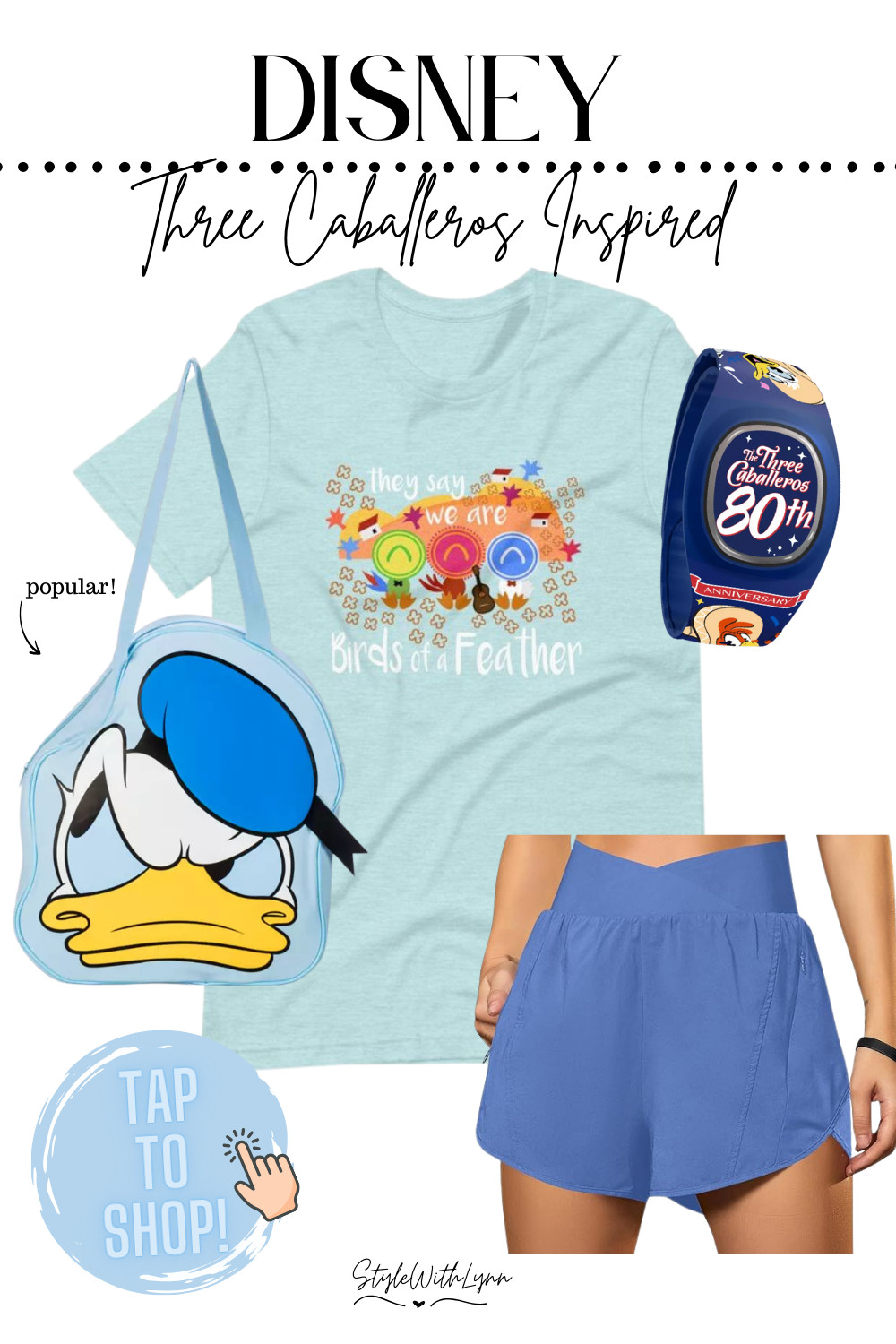 Celebrate the magic of the parks in this fun and festive Three Caballeros-inspired outfit — perfect for a summer day at EPCOT or any Disney adventure! This look features a colorful “Birds of a Feather” graphic tee paired with breezy high-waisted blue shorts for ultimate comfort in the Florida heat. I added a bold Donald Duck bag (a total favorite!) and the limited-edition 80th Anniversary MagicBand+ to complete the theme. It’s playful, practical, and full of character — just like the Three Caballeros themselves! Tap to shop the full look now on LTK and get ready to turn heads at the parks.

#ThreeCaballeros #DisneyStyle #DisneyOutfitInspo #LTKDisney #LTKsummerstyle #DisneyParksStyle #EPCOTOutfit #ParkDayLook #DonaldDuckBag #MagicBandPlus #DisneyBound #StyleWithLynn #WhatToWearToDisney #DisneyOutfitIdeas 

 