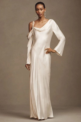 Shona Joy La Lune Asymmetrical Long-Sleeve Maxi Dress | Anthropologie (US)