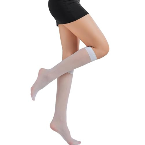 Verdancy Women’s 3 Packs 20D Sheer Knee High Socks Ultra Stretchable Plus Size Trouser Socks Over Calf Stockings (3 Pairs of White) | Amazon (US)
