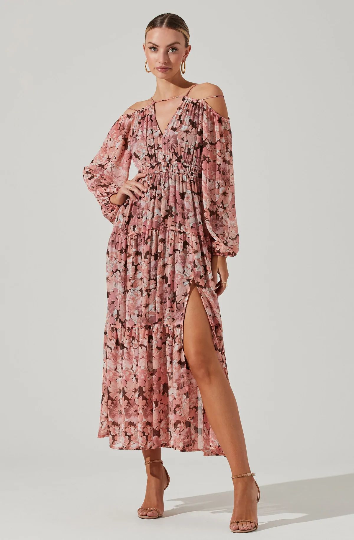 Ciri Floral Cold Shoulder Midi Dress | ASTR The Label (US)
