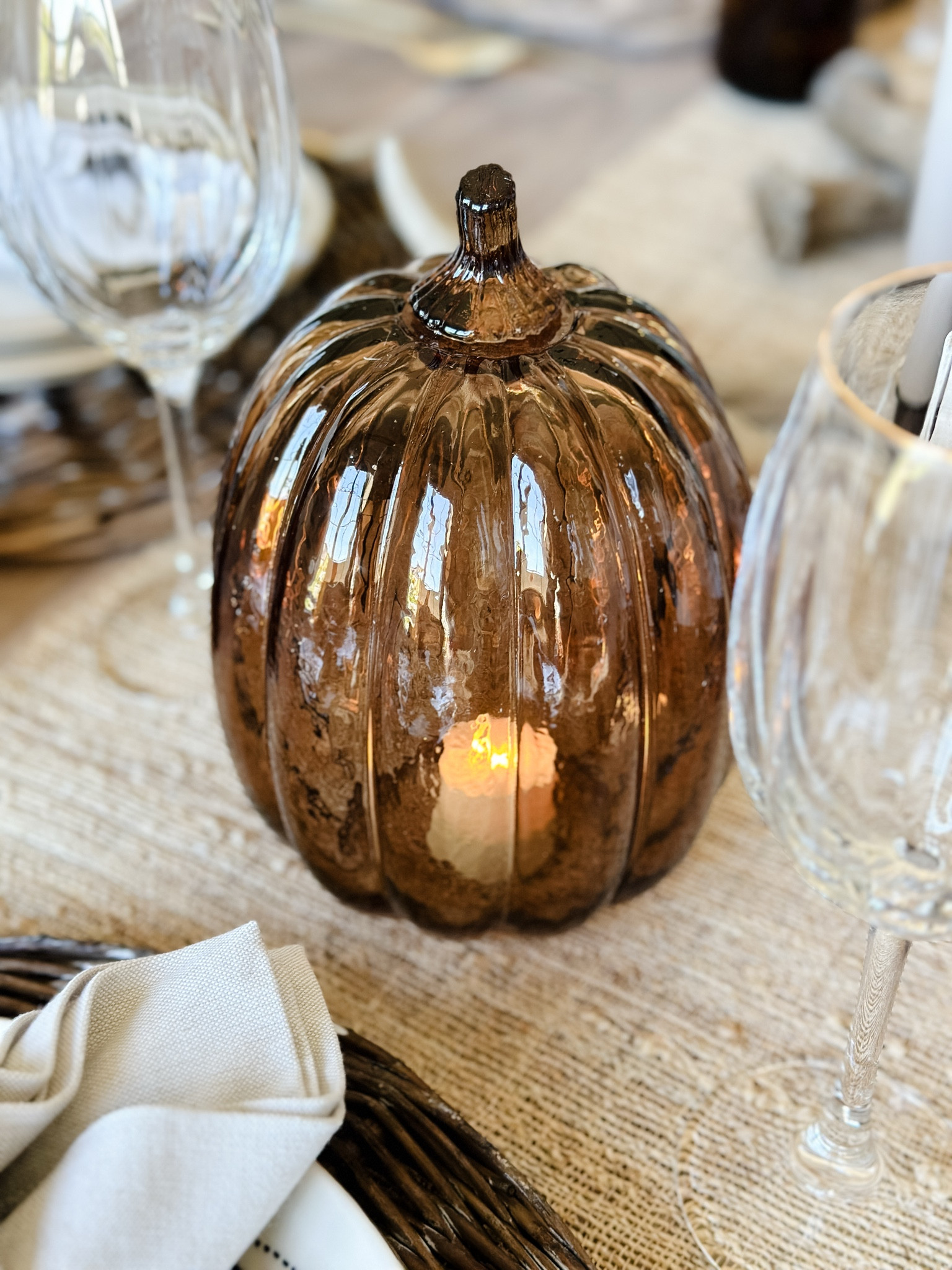 The most beautiful glass pumpkins paired with the new chargeable votives from Luminara!  

#LTKSeasonal #LTKFindsUnder50 #LTKHome