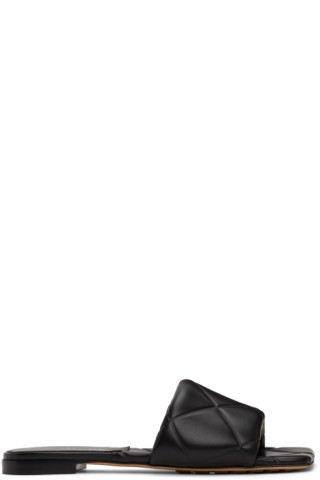 Bottega Veneta - Black Padded Lido Flat Sandals | SSENSE