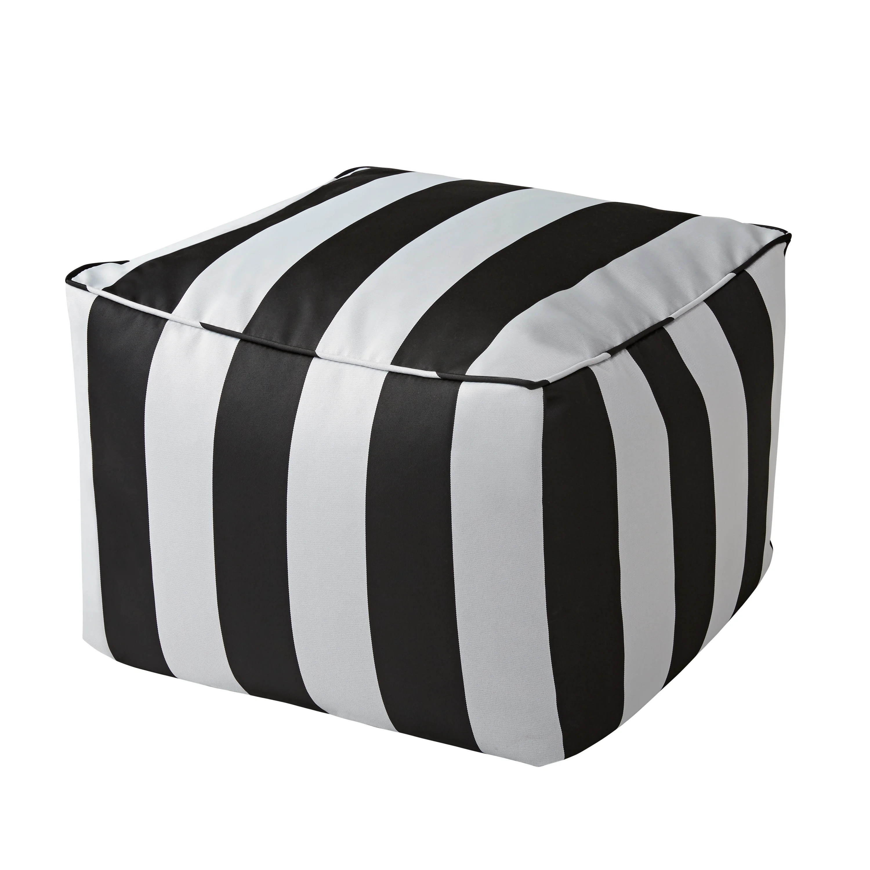 Better Homes & Gardens Dream Bean Patio Bean Bag Ottoman, Black and White Cabana Stripes - Walmar... | Walmart (US)