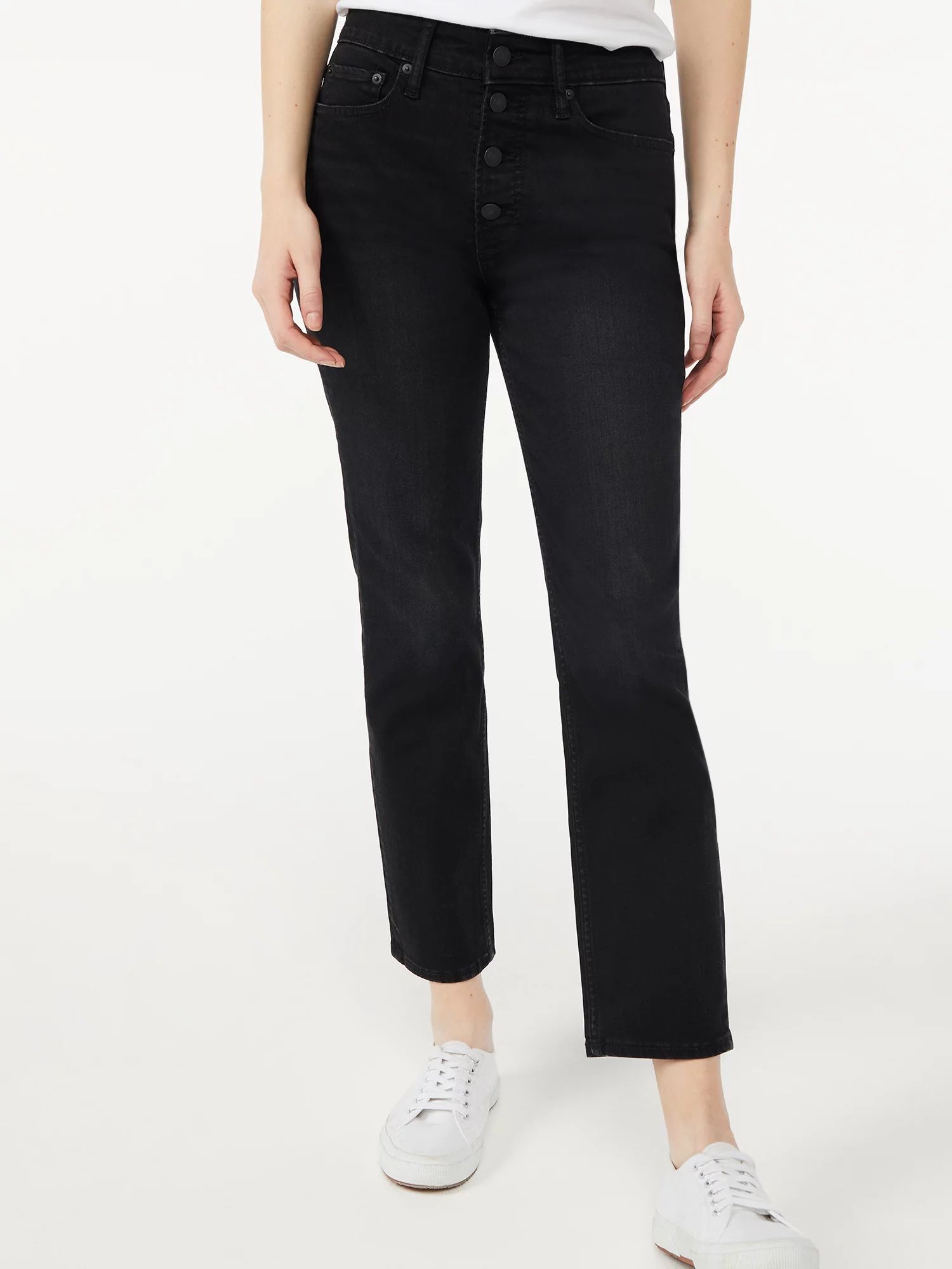 Free Assembly Women's Essential Slim Jeans with Exposed Button Front - Walmart.com | Walmart (US)