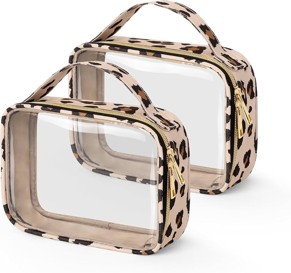 Wedama TSA Approved Toiletry Bag, 2 Pack Clear Makeup Bags with Handles, Quart Size PVC Clear Cos... | Amazon (US)