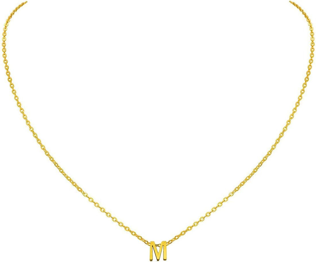 MOMOL Tiny Initial Necklace, 18K Gold Plated Stainless Steel Initial Necklace Dainty Personalized... | Amazon (US)