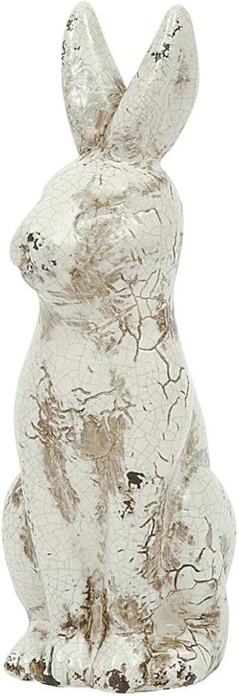 The Bridge Collection Distressed White Ceramic Rabbit Figurine | Amazon (US)