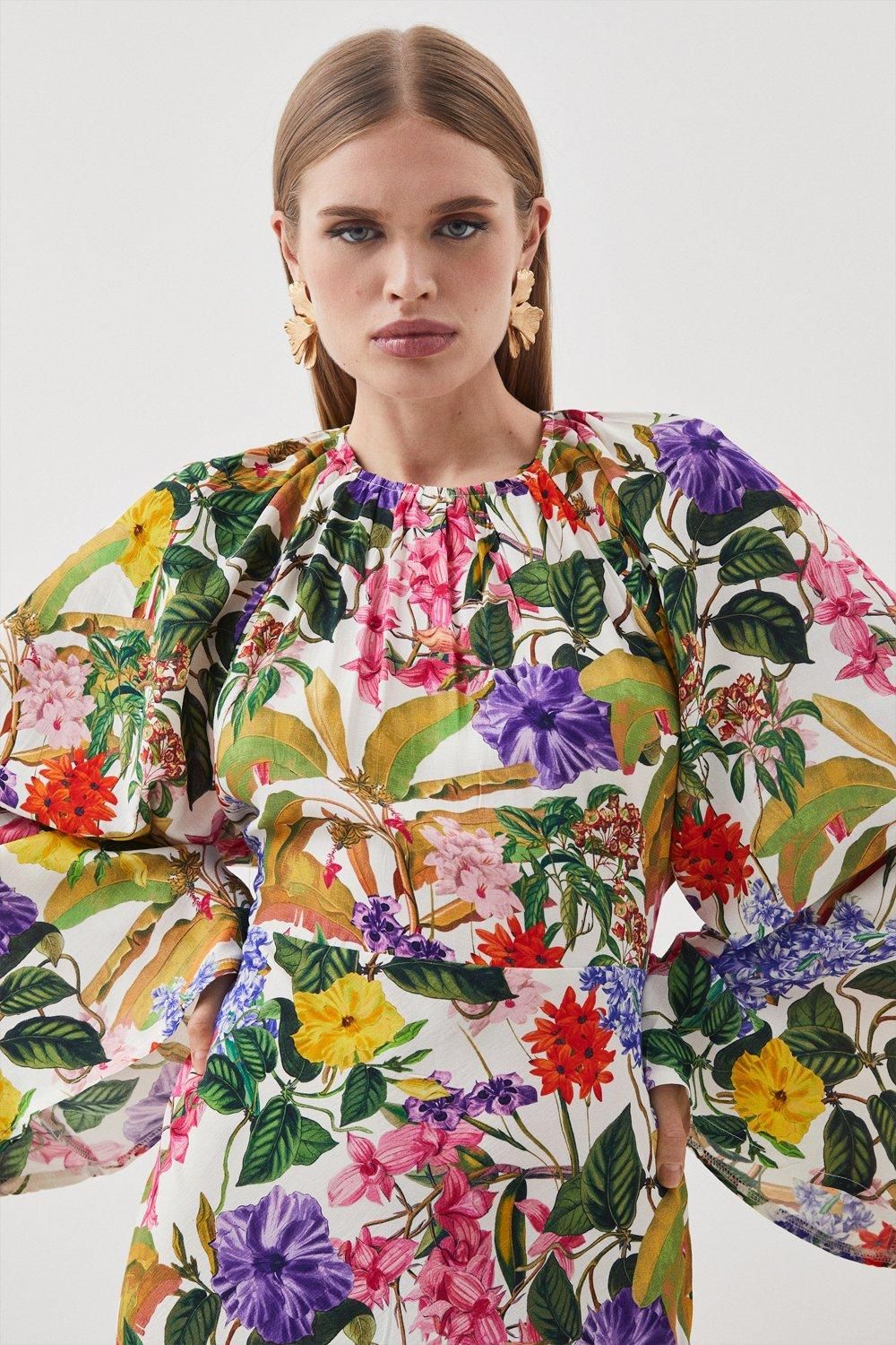 Spring Floral Kimono sleeve Maxi Dress | Karen Millen US