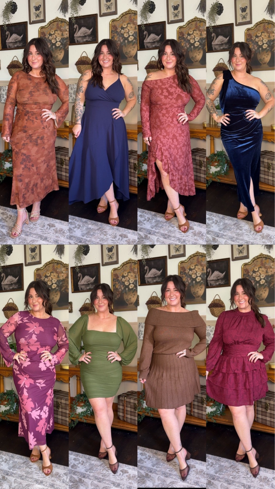 Fall wedding guest dresses! I am 5’1 size 10 wearing larges in everything except medium in red short dress and blue velvet dress!

#LTKMidsize #LTKBeauty #LTKWedding