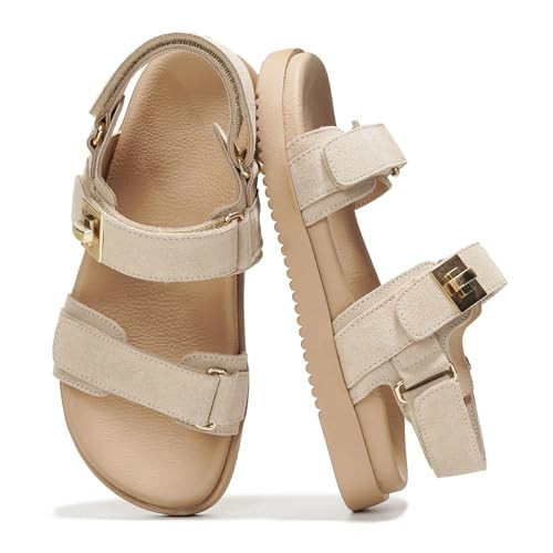 Project Cloud 100% Genuine Leather Platform Sandals Women Footwear - Comfortable Strappy Summer Sandals for Women 2026 - Memory Foam and Non-Slip Beach Slides (Mona, Nude, 5.5) | Amazon (US)