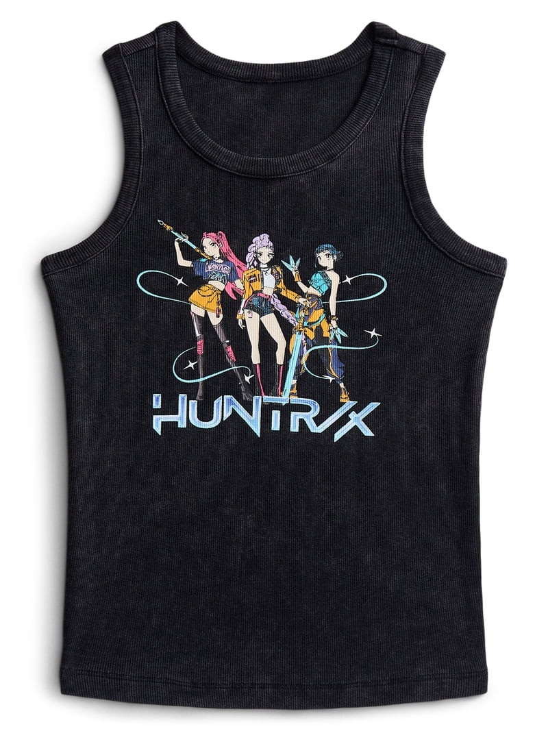 KPop Demon Hunters Girls Huntrix Trio Mineral Wash Graphic Tank Top, Sizes 4-16 | Walmart (US)