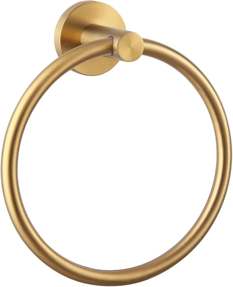 Hand Towel Ring Brushed Gold, APLusee 304 Stainless Steel Round Towel Holder for Contemporary Bat... | Amazon (US)