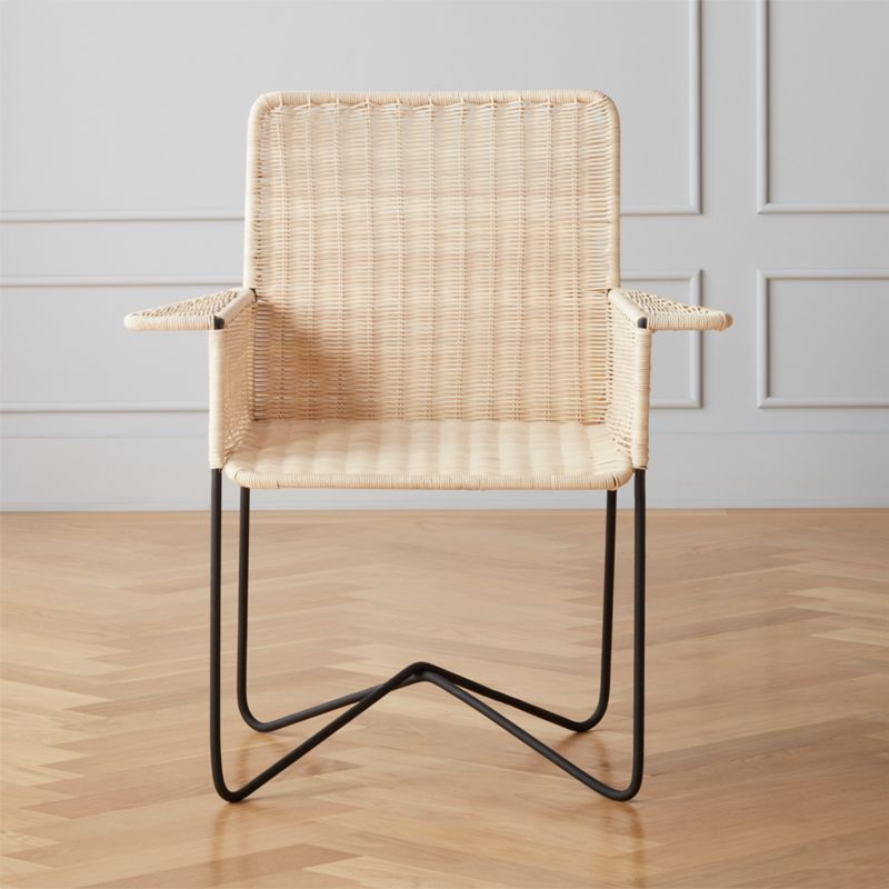 Silla en Mimbre Wicker Modern Dining Armchair + Reviews | CB2 | CB2