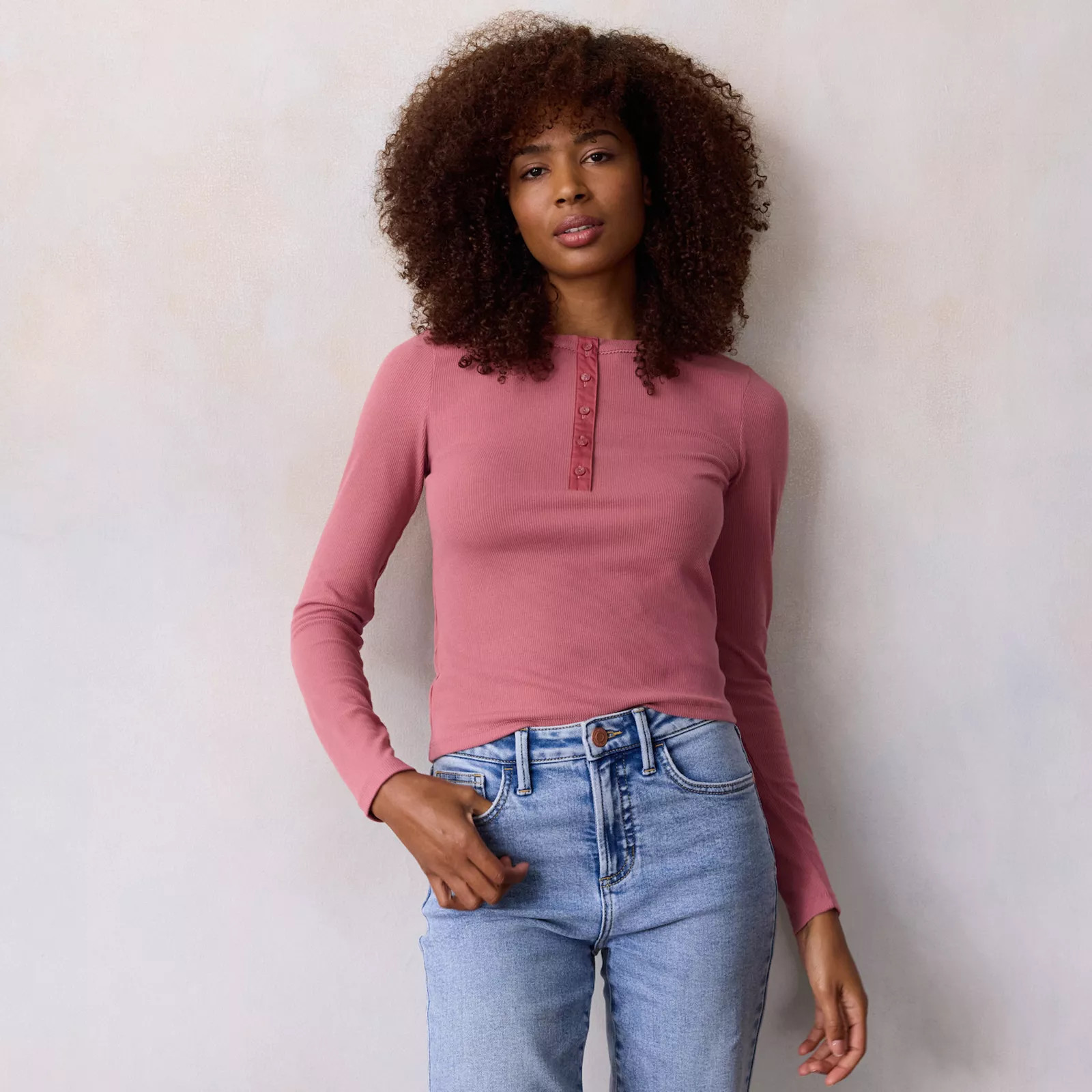 Women’s LC Lauren Conrad Button Front Henley Top | Kohl's