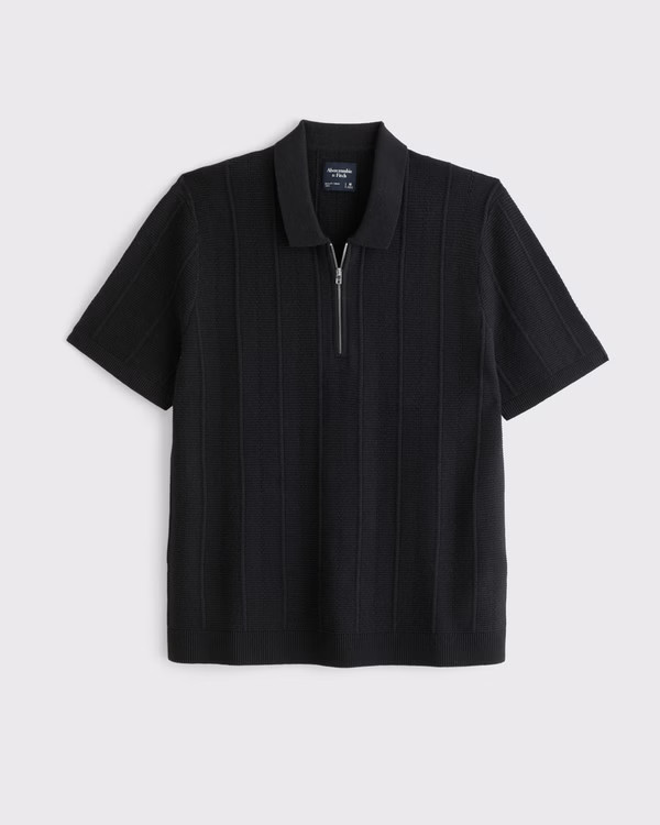 Textural Stripe Zip Sweater Polo | Abercrombie & Fitch (US)