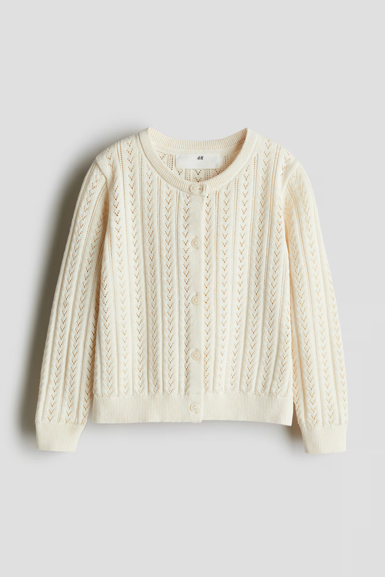 Pointelle-Knit Cotton Cardigan - Cream - Kids | H&M US | H&M (US + CA)