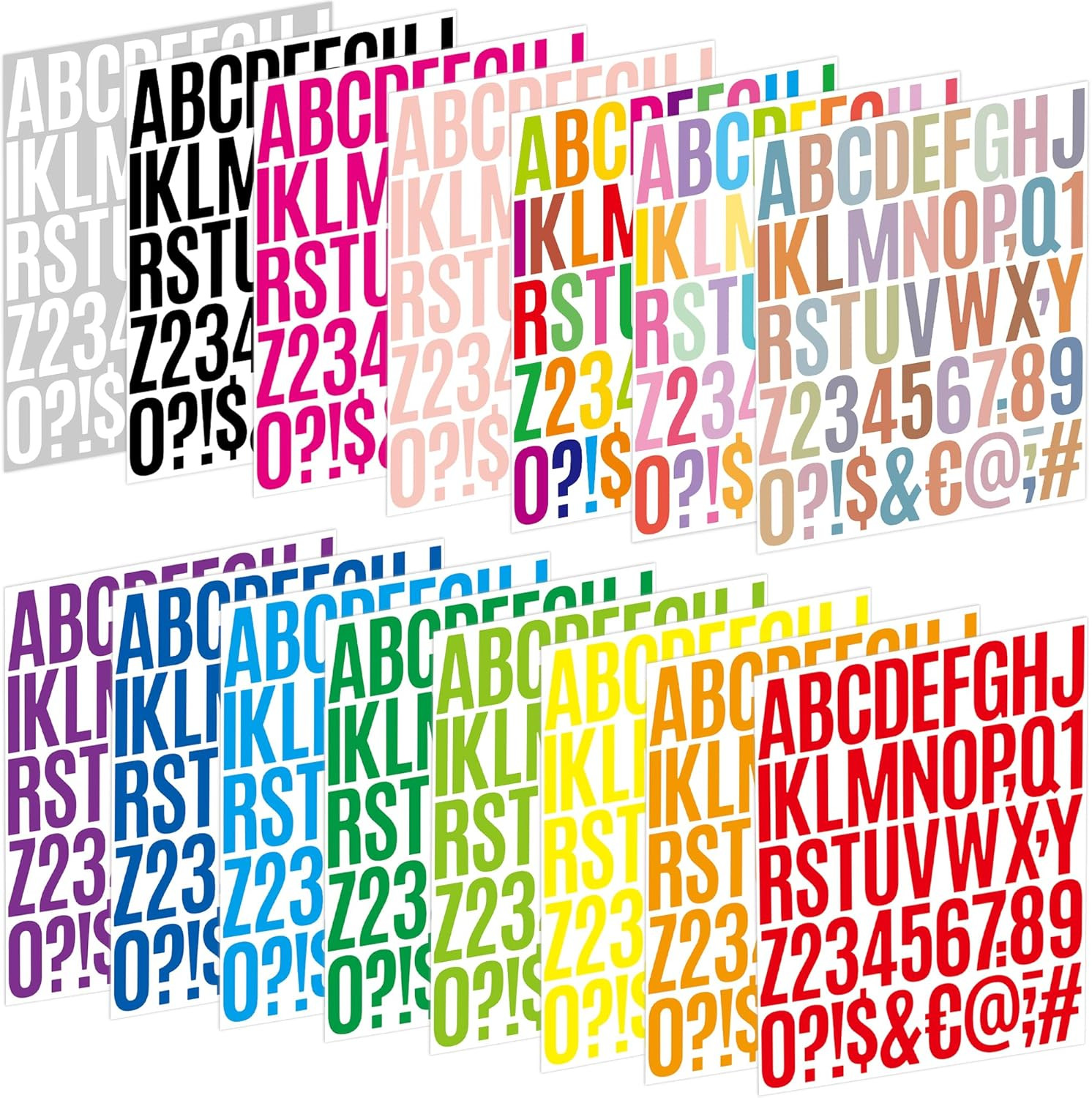 Letter Stickers 15 Sheets 750 PCS Alphabet Number Stickers 2 Inch Vinyl Self Adhesive Stick on Le... | Amazon (US)