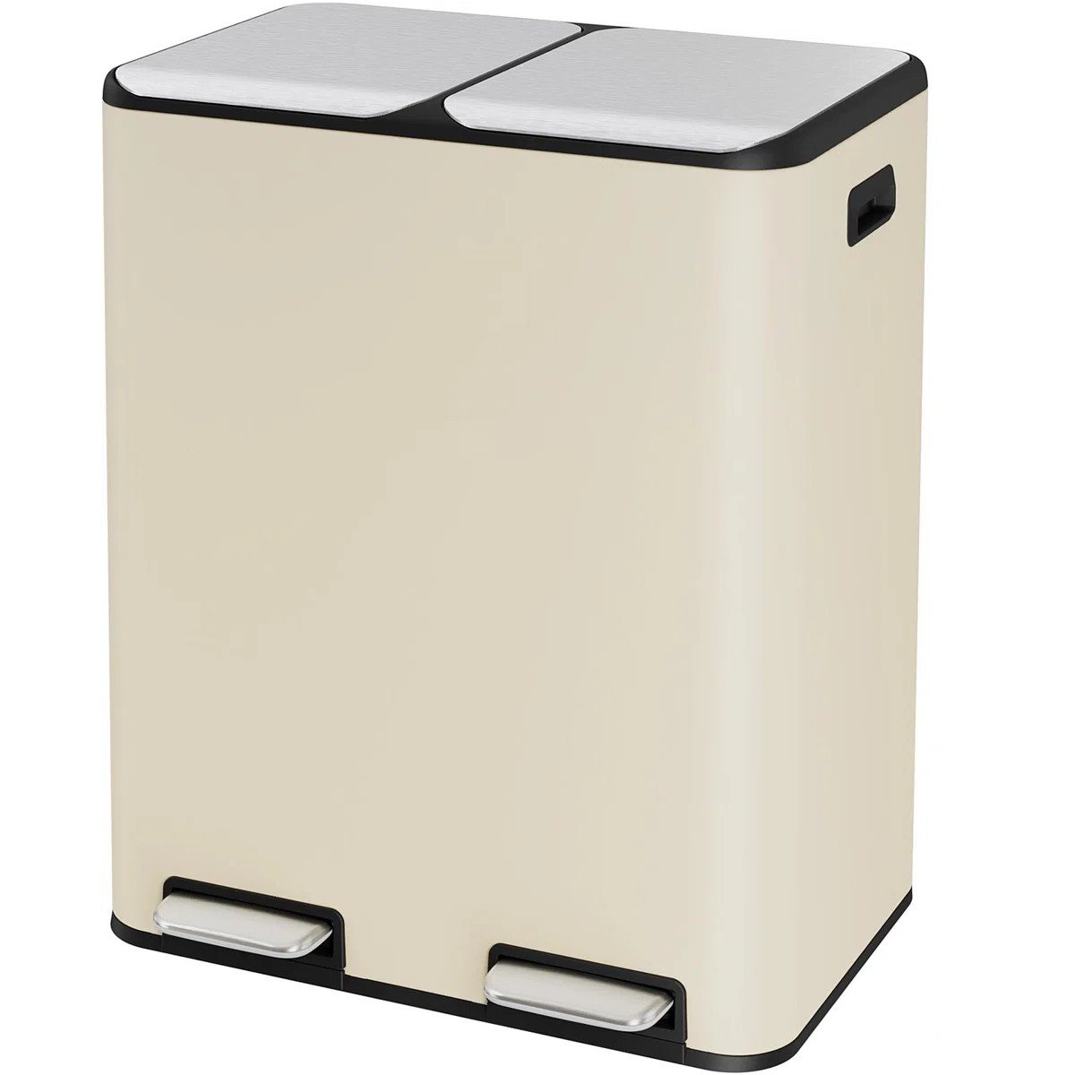 16 Gal Dual Kitchen Trash Can, Stainless Steel Step-on Garbage Bin With Built-in Deodorizer, Recy... | Wayfair North America