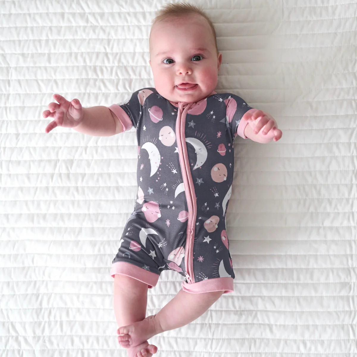 Pink To the Moon & Back Shorty Zippy | Little Sleepies