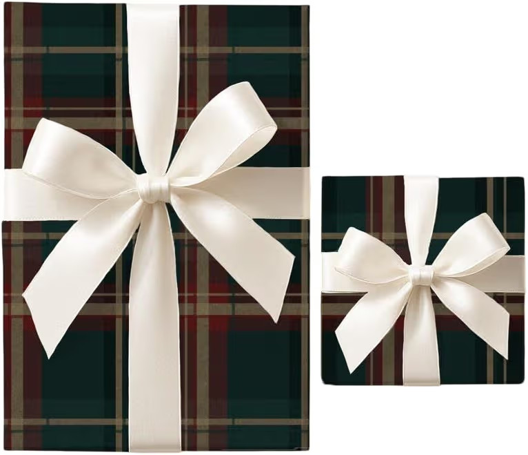 VD2025 Holiday dark tartan christmas gift wrap, vintage heritage plaid wrapping paper, classic pr... | Amazon (US)