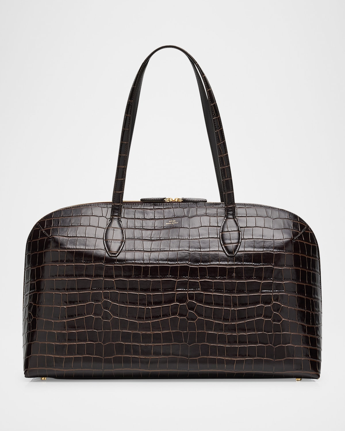 Curved Croc-Embossed Leather Day Tote Bag | Neiman Marcus