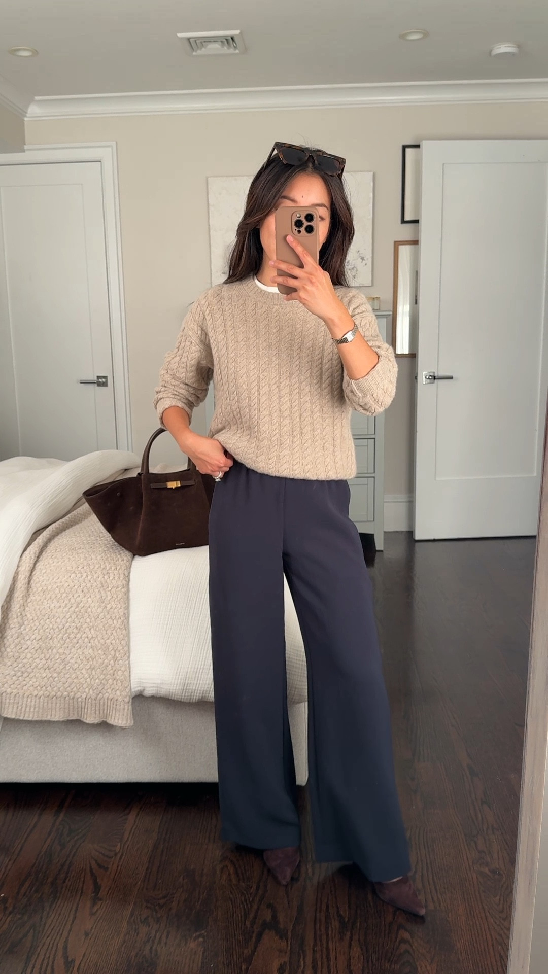 Full outfit on sale! Jcrew is having a major sale with cashmere also discounted for Black Friday only - usually always excluded !

• cable cashmere sweater XXs sleeves a little long on me 

• aritzia lodge pants 2XS short , since short is always sold out it’s worth getting in regular sizing and hemming IMO

• demellier bag 

#LTKPetite #LTKCyberWeek #LTKWorkwear